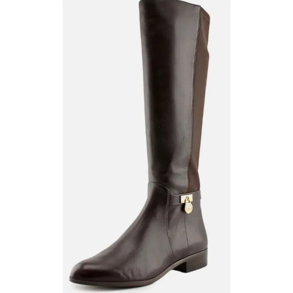 Michael Kors Hamilton Brown Leather Knee High Riding Boots 6M